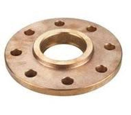 Bronze loose ring flange with eight bolt holes and a raised face