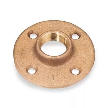 Single bronze threaded flange with an internal pipe thread and four bolt holes