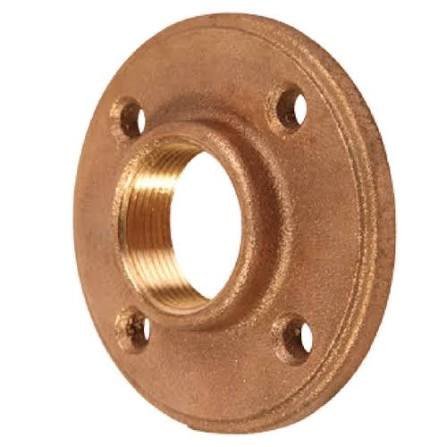 Bronze threaded flange with internal pipe thread and four bolt holes